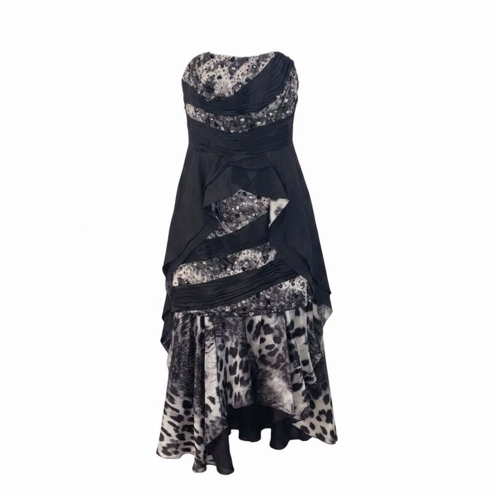 New May Queen Couture MQ785 Strapless Womens Beaded High-Low Formal Dress Size 4